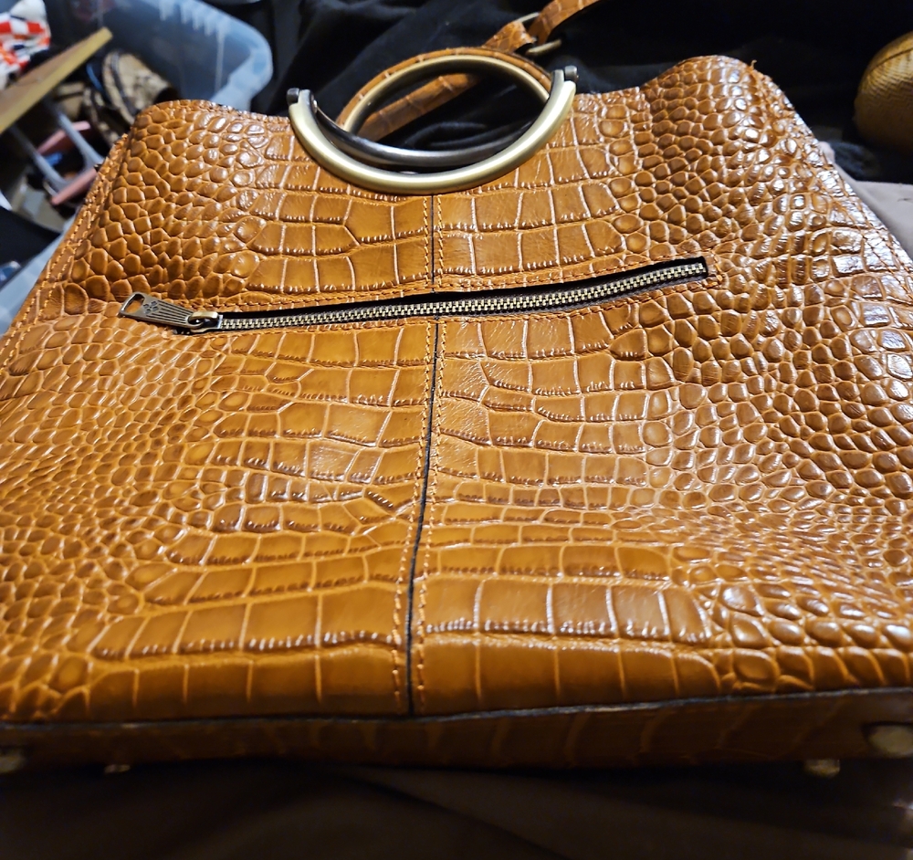 Patricia Nash Brown Crocodile-Embossed Tote